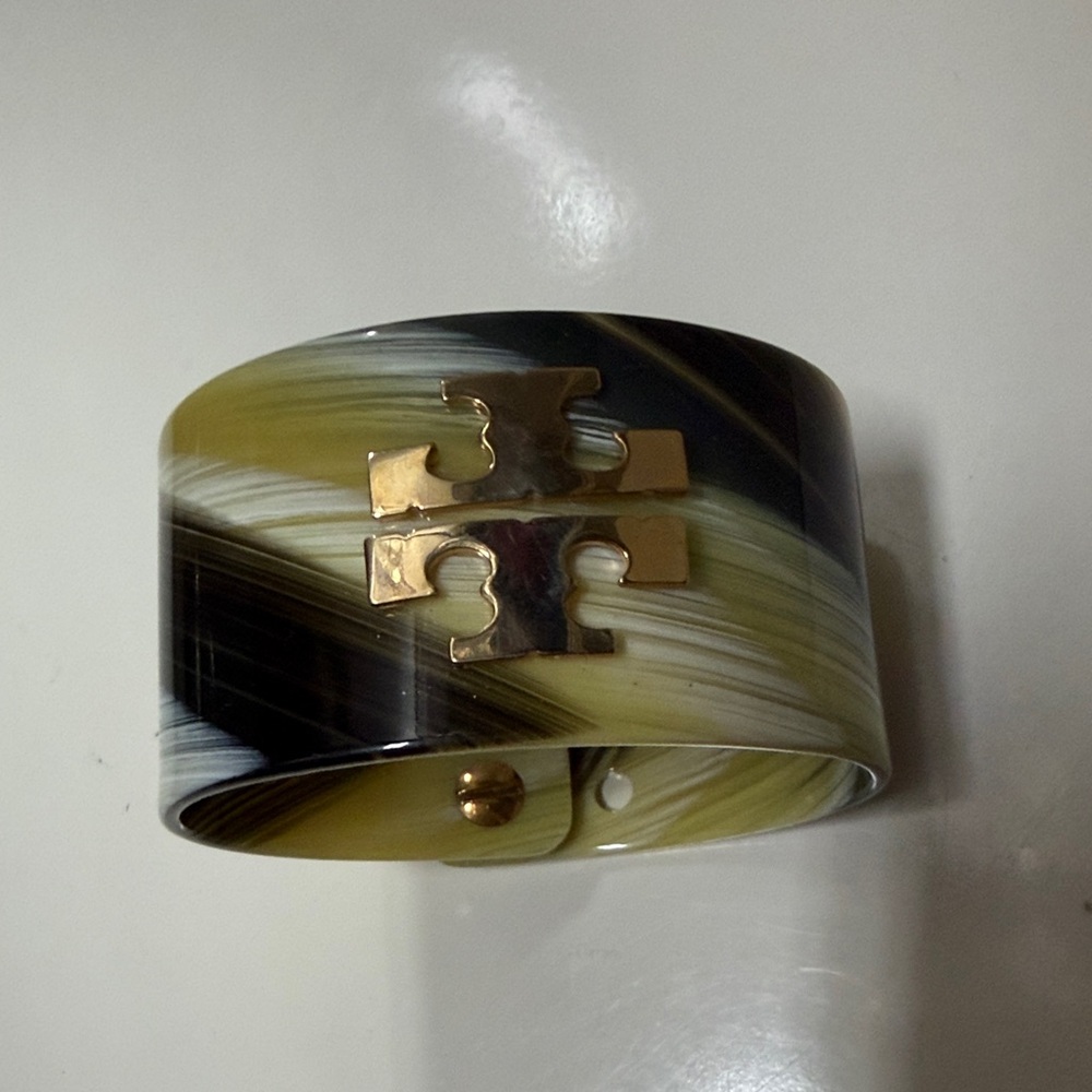 Tory Burch Gold Logo Swirl Cuff Bracelet